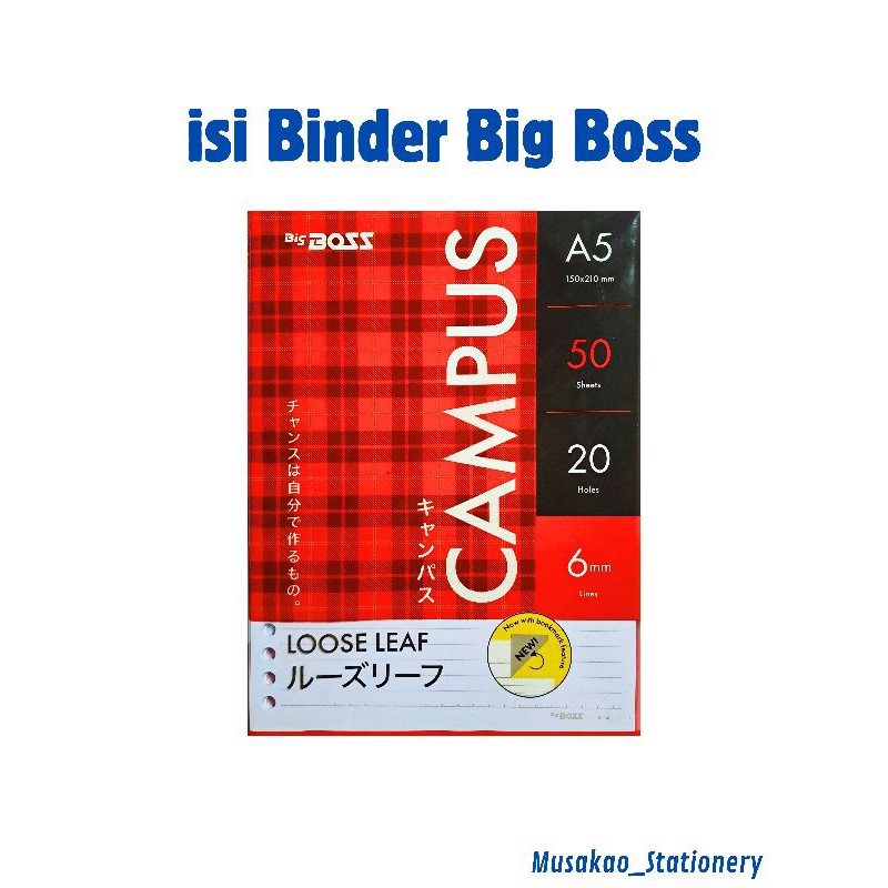 

isi Binder // Loose Leaf Big Boss Campus A5 50 Lembar 20 Holes