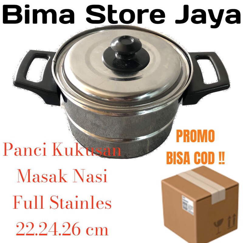 DANDANG NASI STAINLES/PANCI KUKUS TUTUP STAINLES 26cm 2.5kg MURAH FREE ENTONG