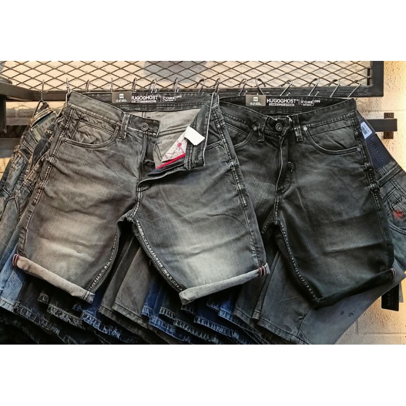 CELANA JEANS PENDEK PRIA ABU HUGOGHOST ORIGINAL