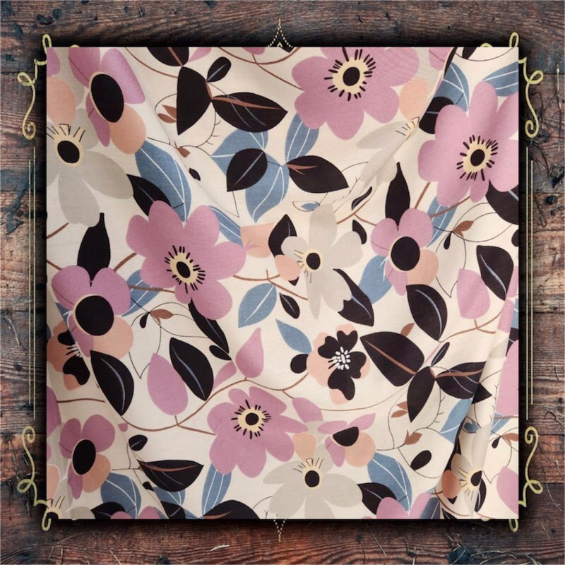 Kain Katun Rayon Motif Bunga Kecil Kecil | Katun Rayon Viscose Premium | Katun Rayon Motif Bunga | K