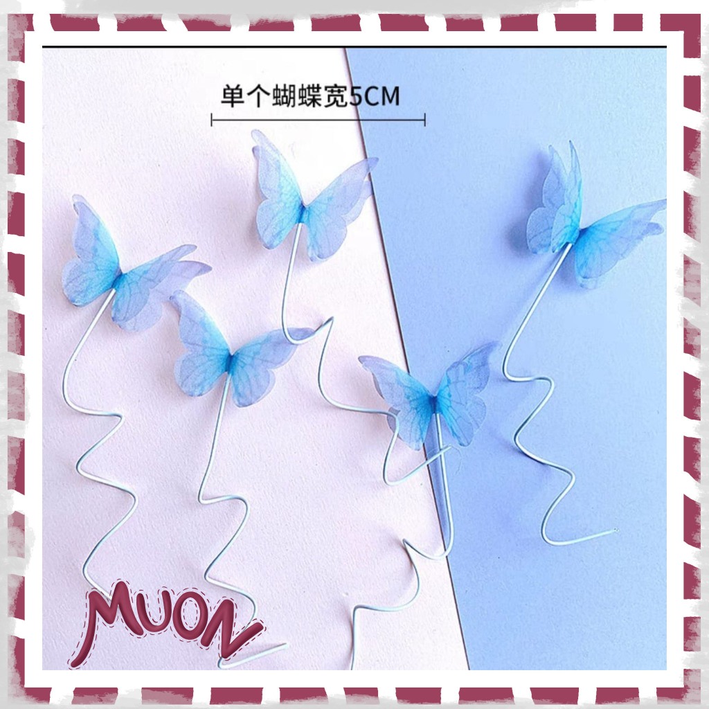 Topper Hiasan Kue Tart Kupu Kupu Butterflies Bahan Kain Elegan