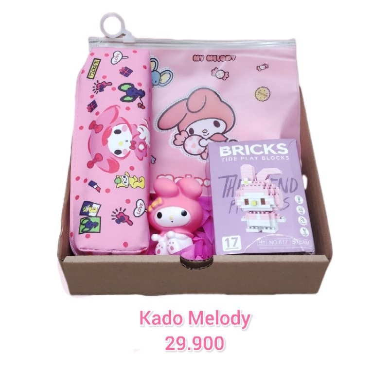 

Kado MELODY hampers gift box MELODY kado anak perempuan MELODY set stationery alat tulis KUROMI hadiah ulang tahun anak MELODY hampers MELODY gift box MELODY