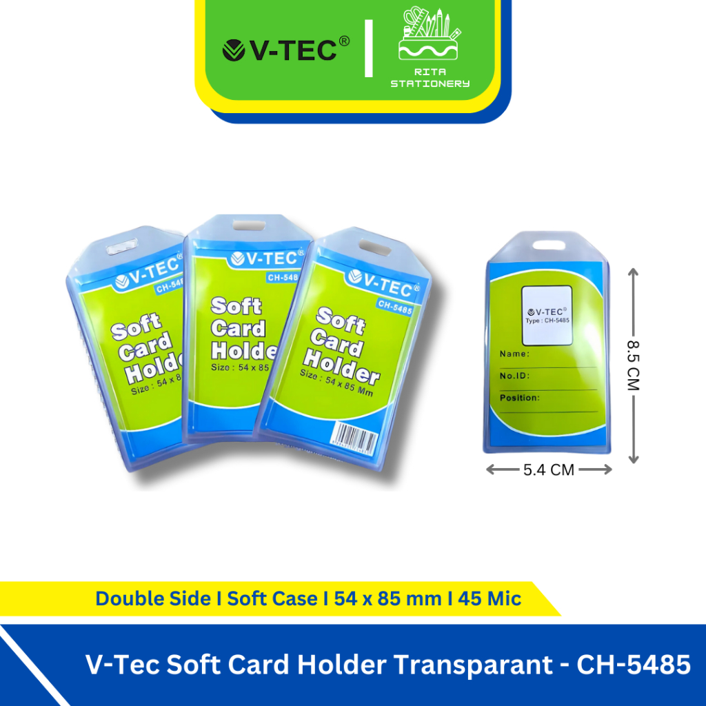 

V-Tec ID Card Holder Satuan Transparan Plastik Soft - CH-5485