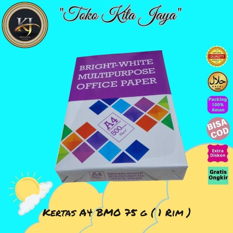 

Kertas Hvs A4 BMO 75gsm ( 1 Rim )