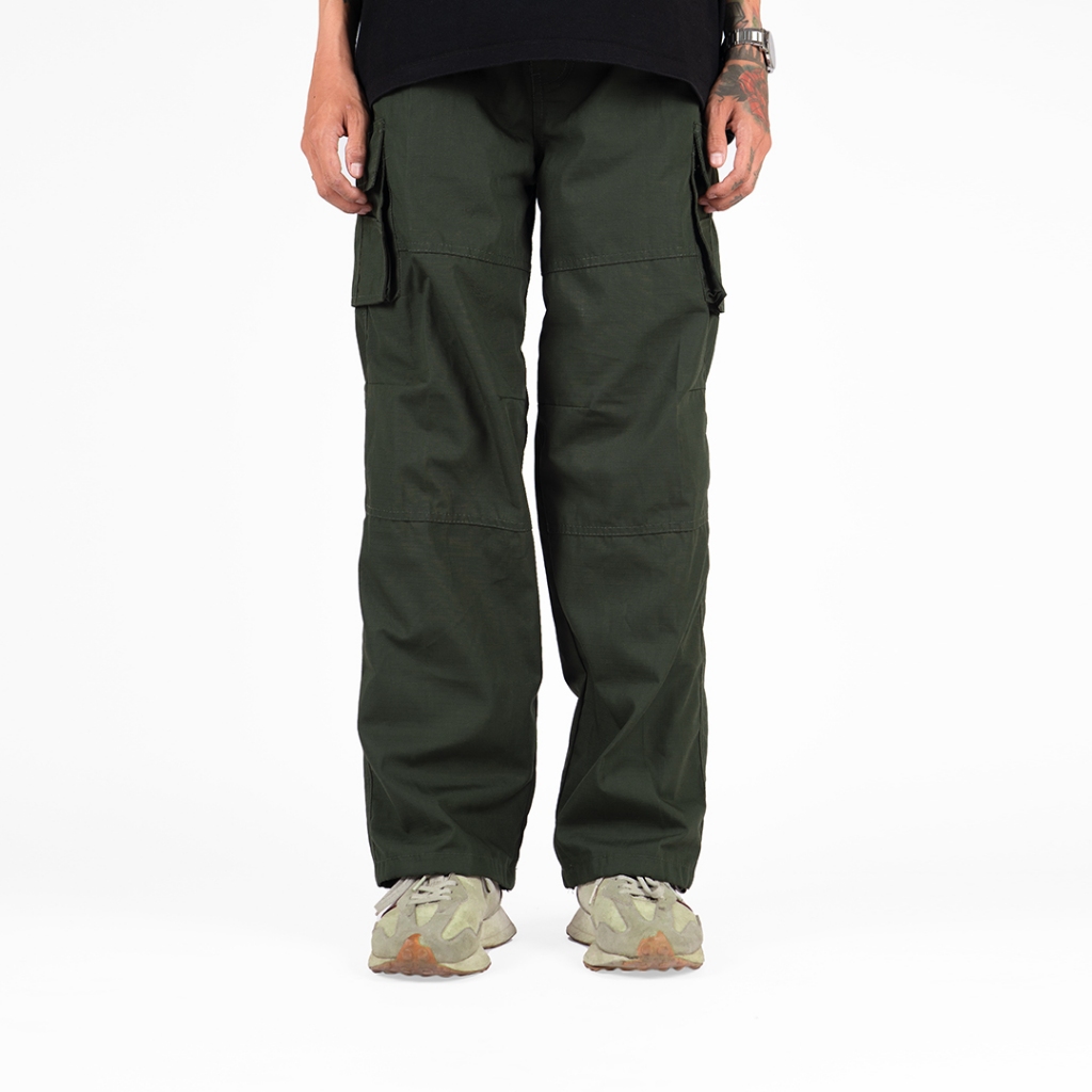 GRDT - Cargo Long Pants Ripstop Olive - Slim Straight