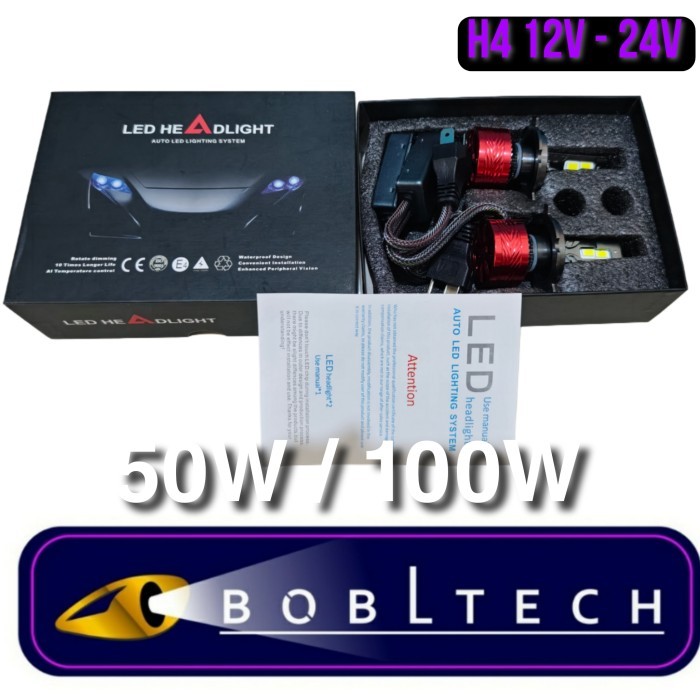 BOBLTECH Lampu Mobil Led H4 Hi Lo P14 Copper 50W/100W 30000lm