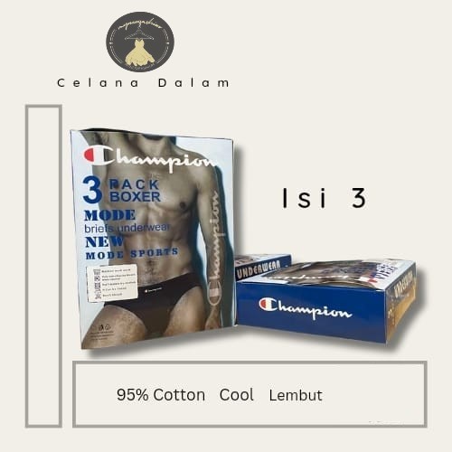 Promo 3 Pcs/1Box Celana Dalam Pria CHAMPION CP-10 Cd Segitiga Laki Laki / celana dalam pria dewasa