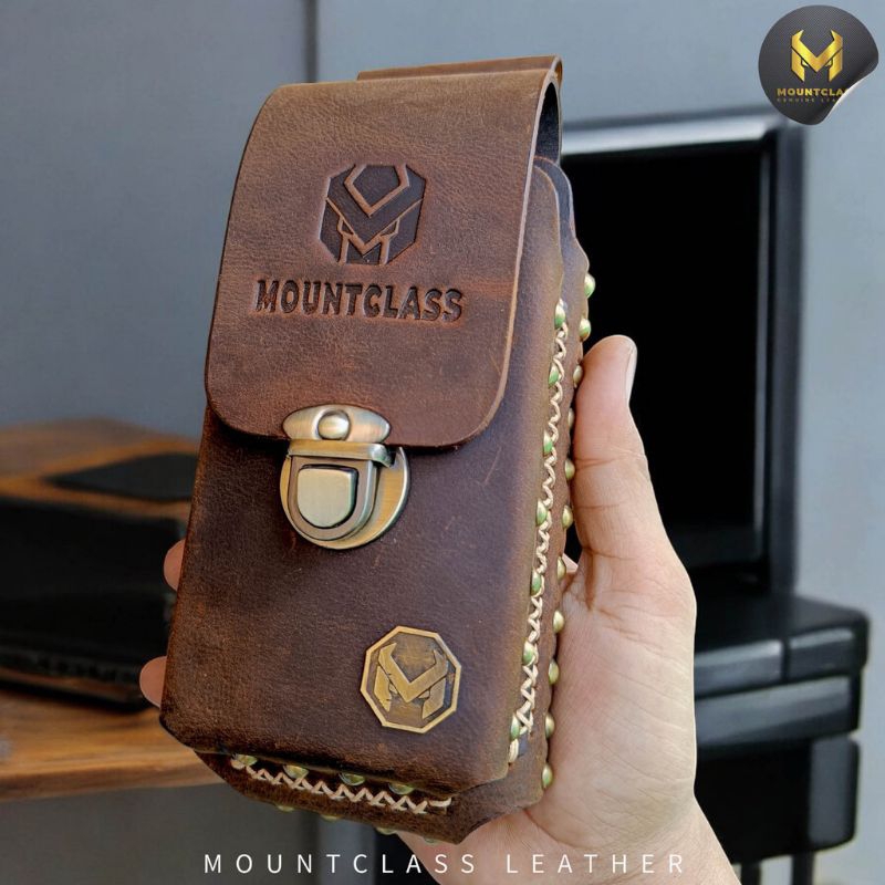 Dompet HP Pinggang Pria Full Kulit Asli 2 slot