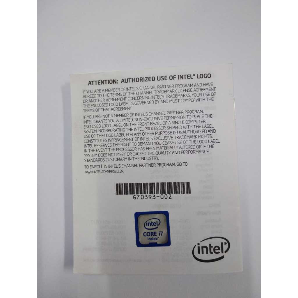 Sticker Logo Intel Core i7 GEN10/GEN 11