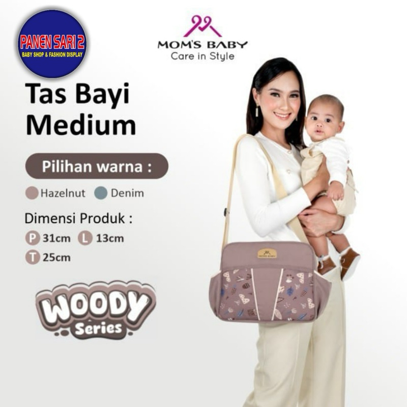 MOM'S BABY TAS MEDIUM WOODY SERIES | TAS PERLENGKAPAN BAJU BAYI
