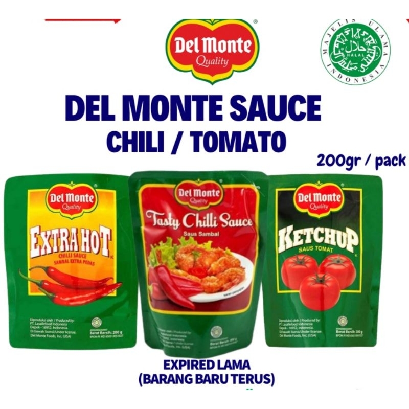 

Saus saos tomat tomato sambal extra hot chili sauce pedas del monte 200 gram gr Halal ketchup sauce