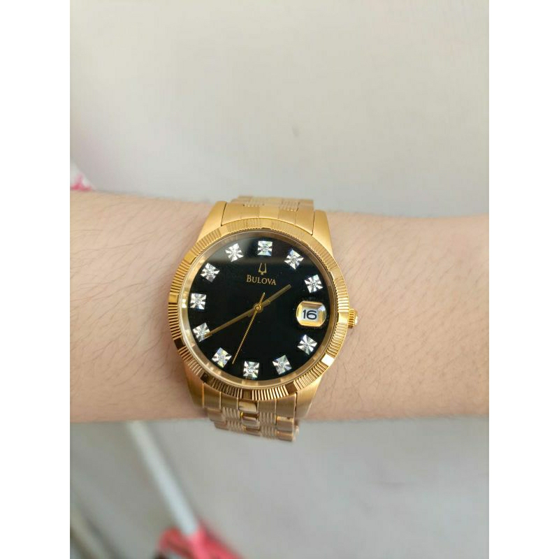 Bulova Vintage Diamond Gold Tone Watch C960495