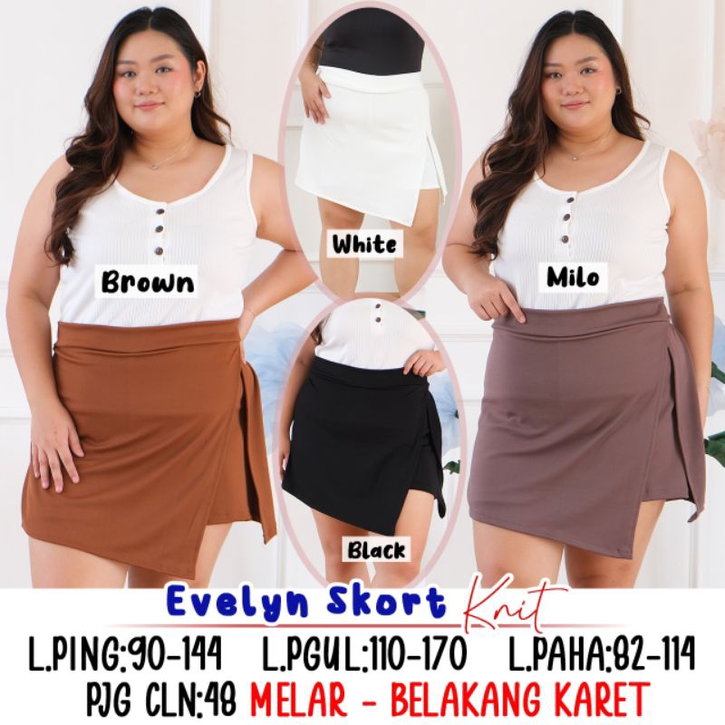 EVELYN SKORT ROK CELANA WANITA BAHAN MELAR JUMBO
