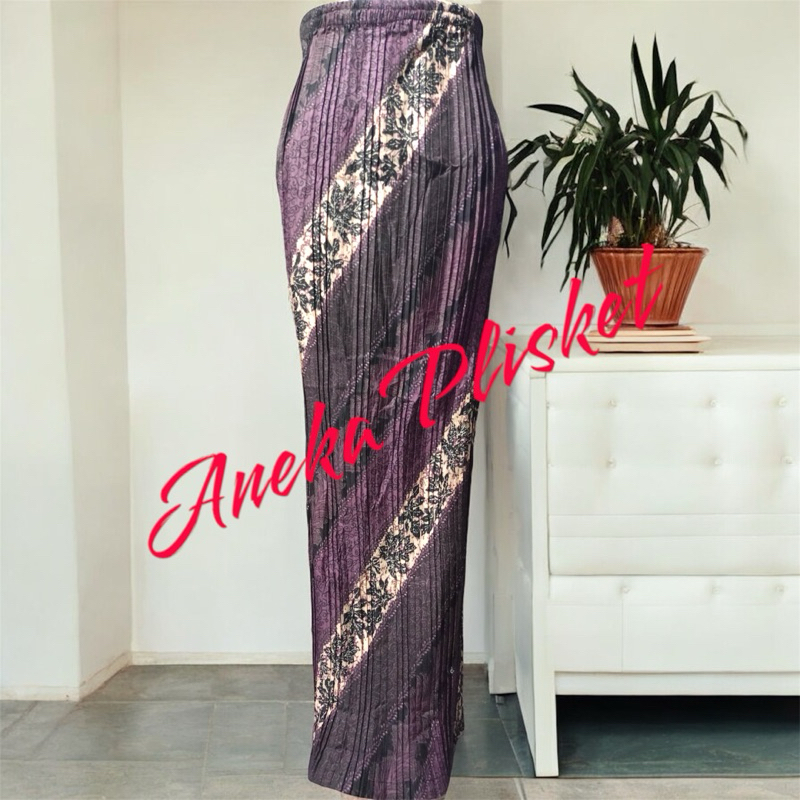 Rok Plisket batik/Rok Plisket/Bawahan Kebaya\Rok Kebaya\Rok Wisuda\Rok Kondangan\CM Ungu\Mahda Ungu\