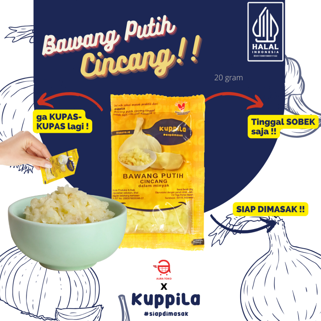 

Kuppila Bawang Putih Cincang Siap Masak - Tahan 12 Bulan - Minyak Bawang Putih