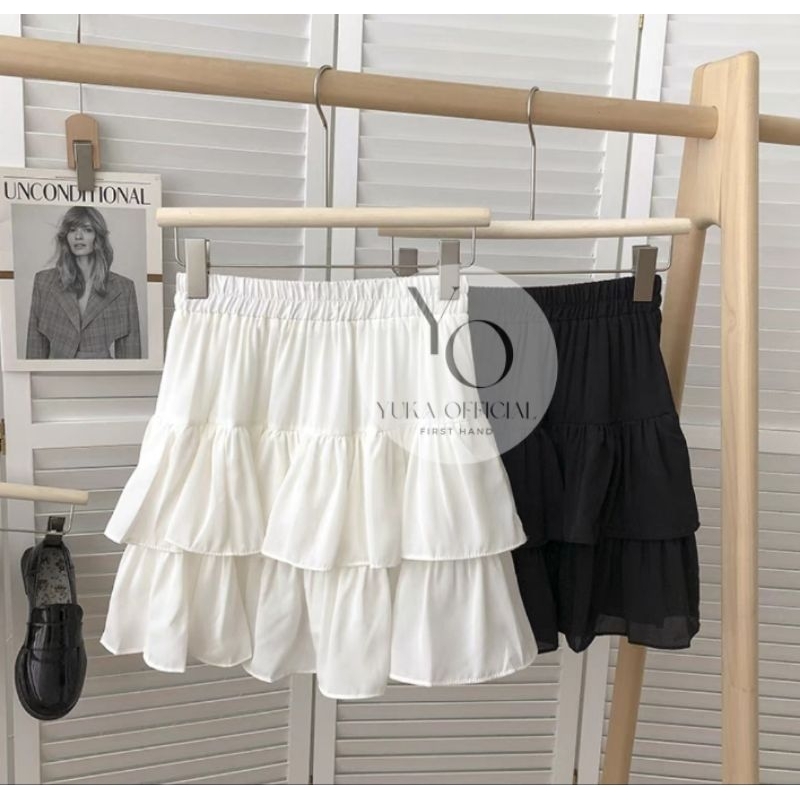 YUKAOFFI_ 009 Layer Mini Skirt Korea Style | Rok Pendek Layer Susun Wanita dan Remaja | Rok Terbaru 