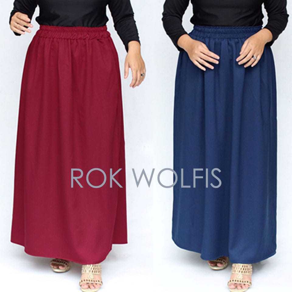 rok wolfis polos /bahan wolfis /rok muslim