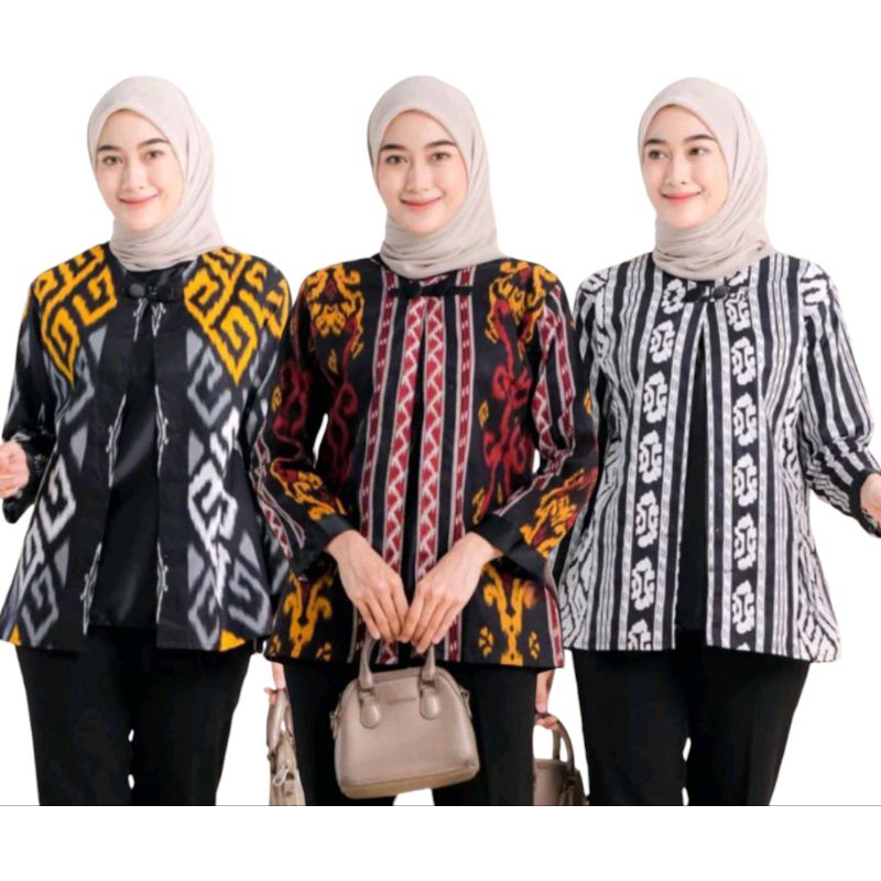 Blouse Batik Wanita Modern Atasan Batik Kerja Baju Batik Wanita Terbaru Motif Songket