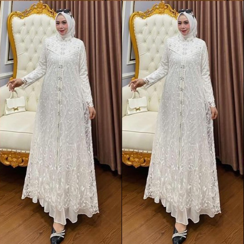 Dress Gamis Pesta Gamis Mewah Brokat Outer Terpisah Gamis Full Brokat Gamis Kondangan Zallia Dress