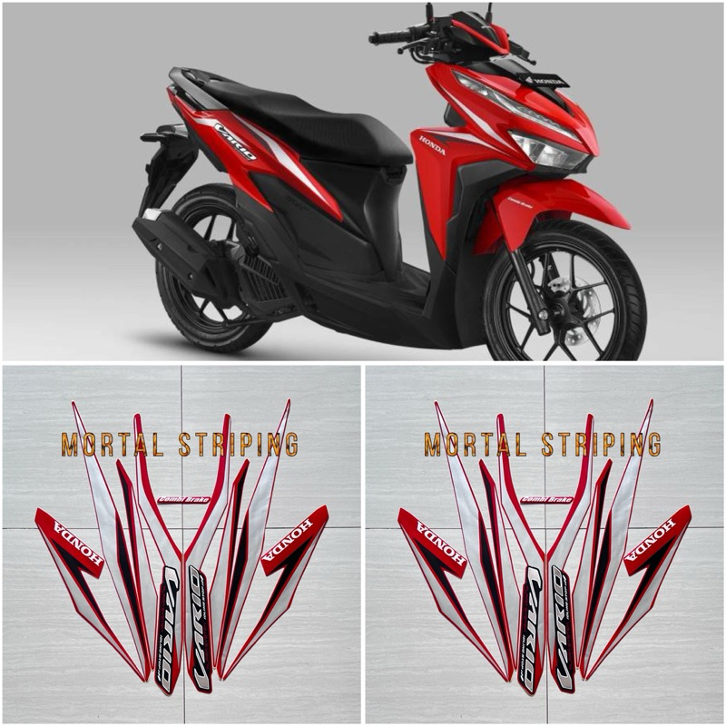 STIKER STRIPING LES LIS BODY MOTOR VARIO 125 NEW TAHUN 2018 2019 MERAH