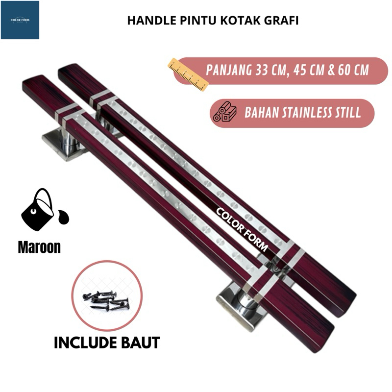 handle pintu kotak grafi panjang 33 cm 45 cm 60 cm handle pintu aesthetic handle pintu kupu tarung h