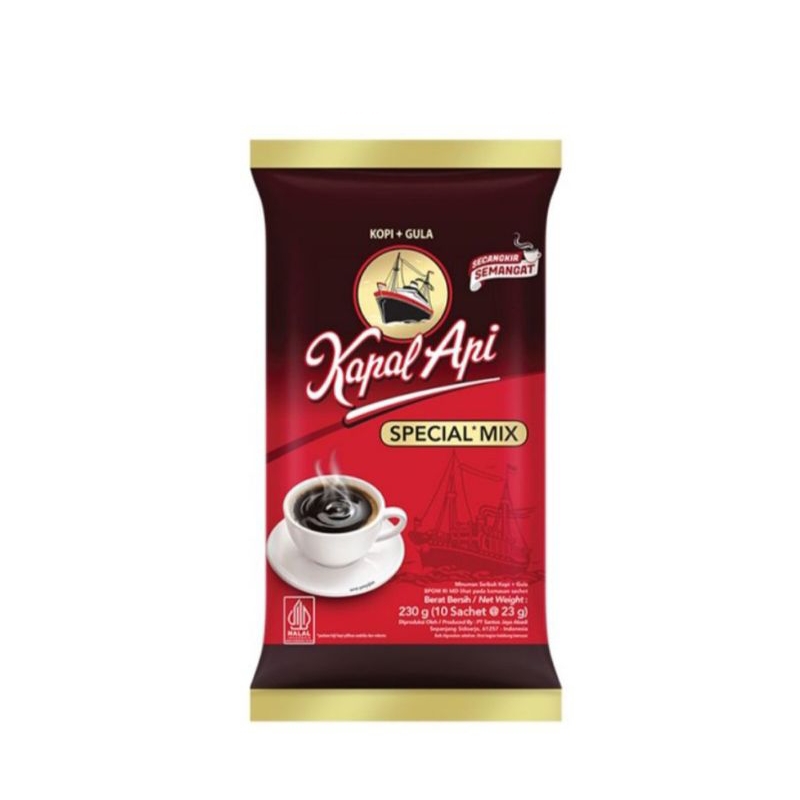 

Kapal Api Special Mix Kopi + Gula Bag 23gr x 10pcs/Kopi Bubuk 230gram