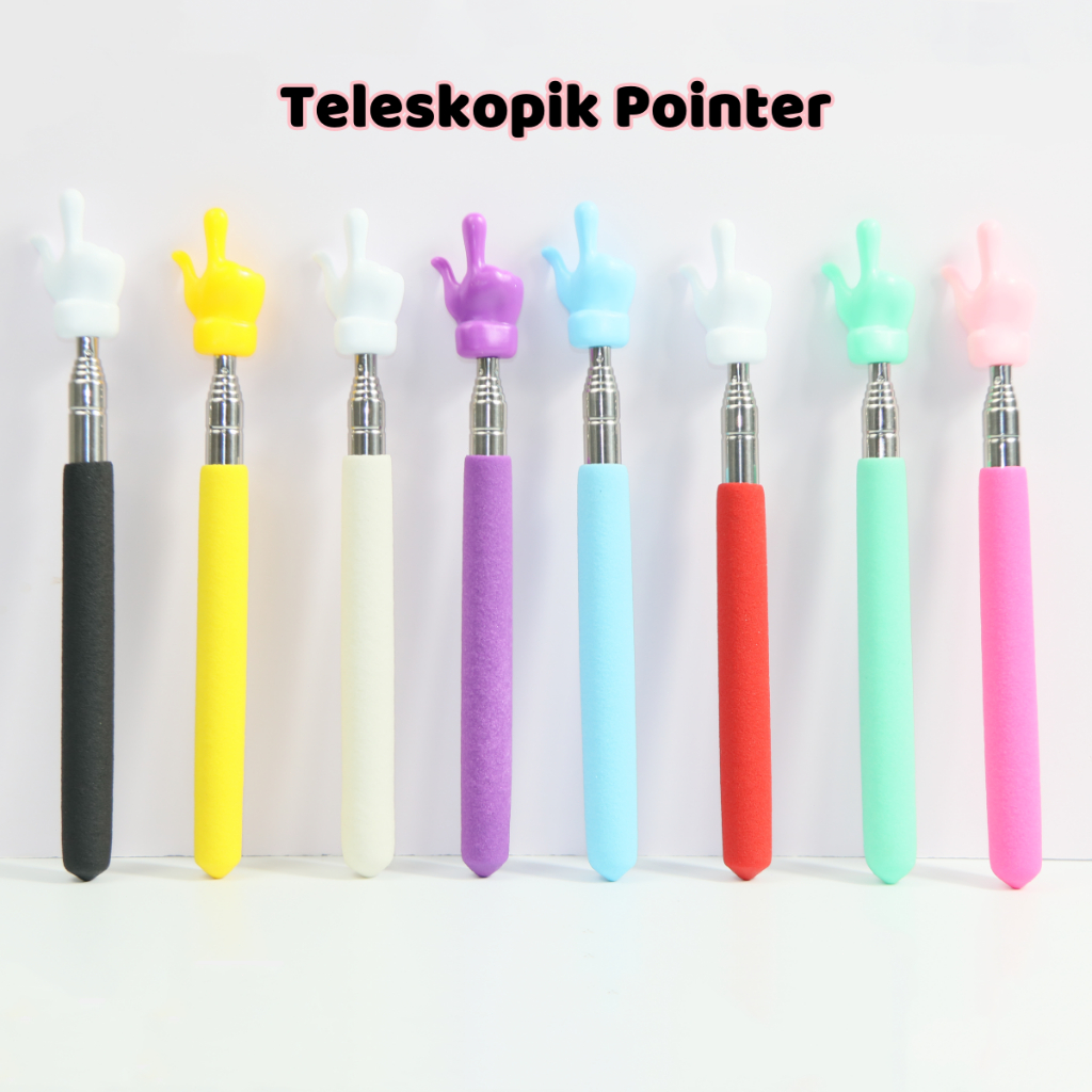 

Tongkat untuk bantu mengajar 55cm Tongkat penunjuk papan tulis praktis desain jari Teleskopik point untuk kantor sekolah pelajar guru anak