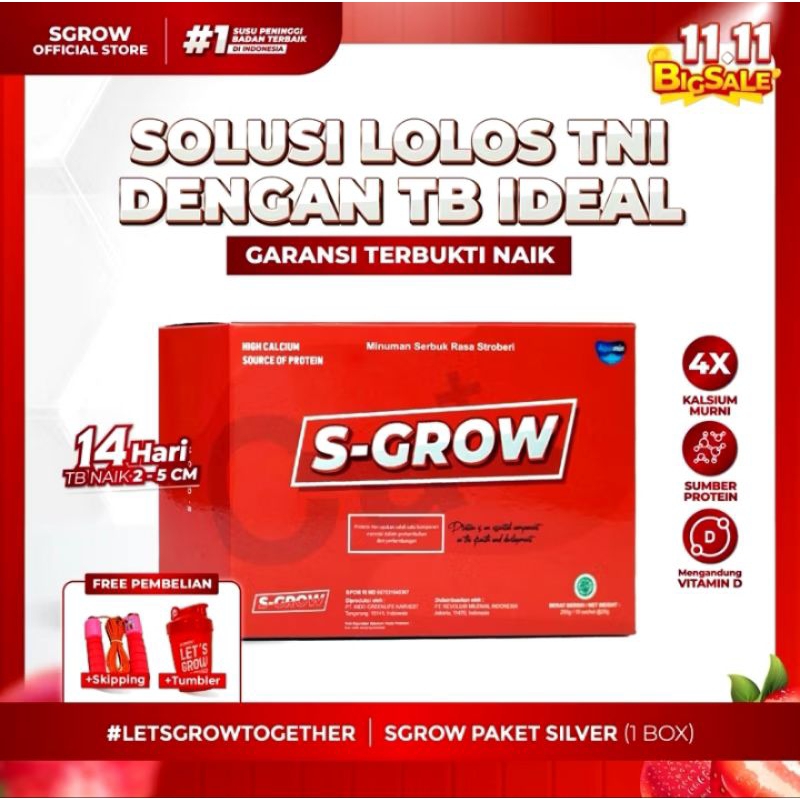 

[STOCK TERBATAS] Susu Peninggi Badan Badan Terbaik S-GROW 1 BOX (10 sachet) + free 1 sachet