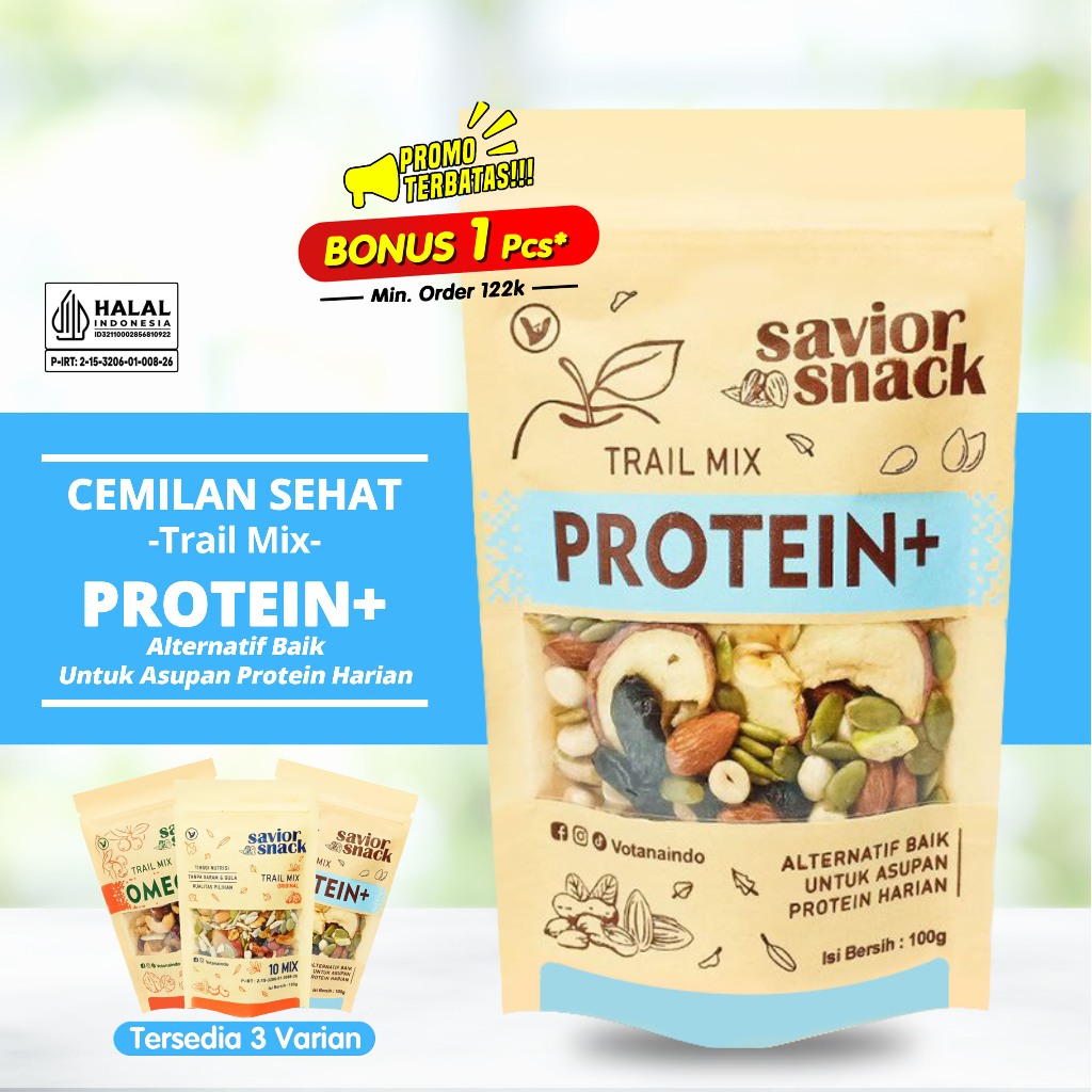 

Savior Snack | Trail Mix Nut and Fruit Dried | Cemilan Enak Sehat Praktis murah Bergizi | Protein+