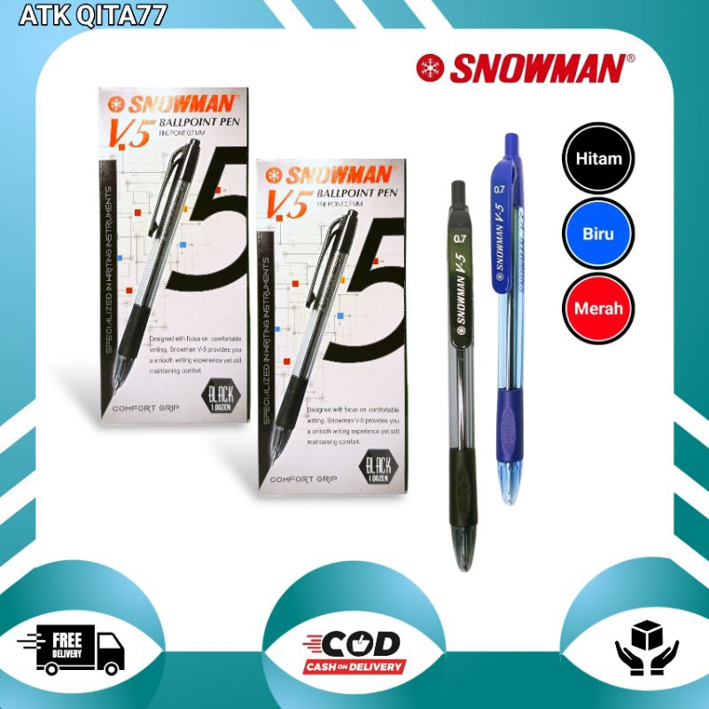 

Ballpoint Pen Snowman V5 / Pulpen Snowman 0,7 mm 1 Lusin 12 Pcs