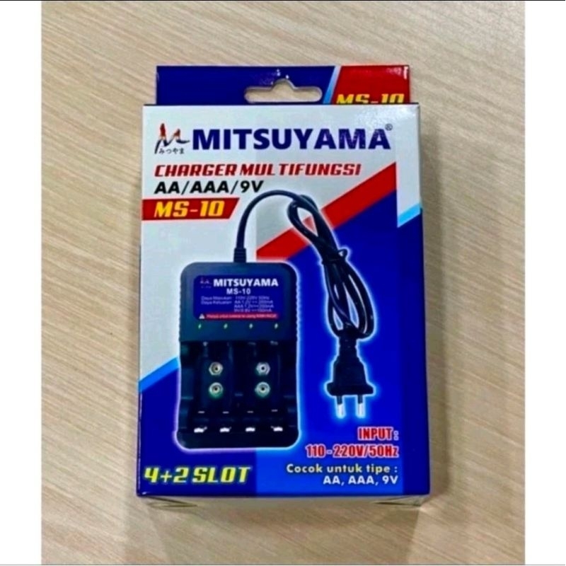 Charger Baterai AA / AAA / 9V Mitsuyama MS-10 Charger Multifungsi Cocok untuk tipe AA, AAA, 9V
