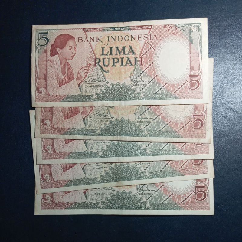 UANG KUNO 5 RUPIAH SERI PEKERJA PERNAH PAKAI MASIH BAGUS