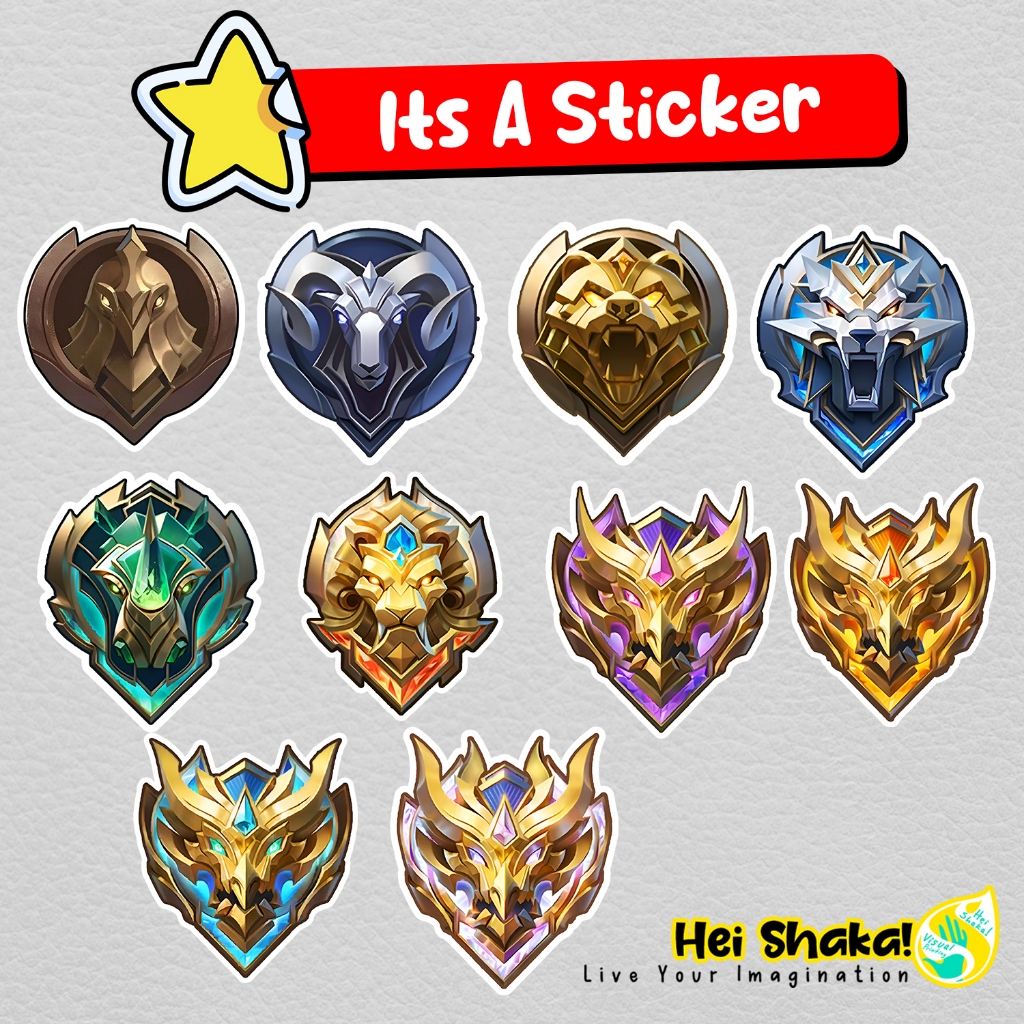 Stiker Rank Mobile Legends Warrior Grand Master Elite Epic Mythic Legend Tier Sticker Immortal Mythi