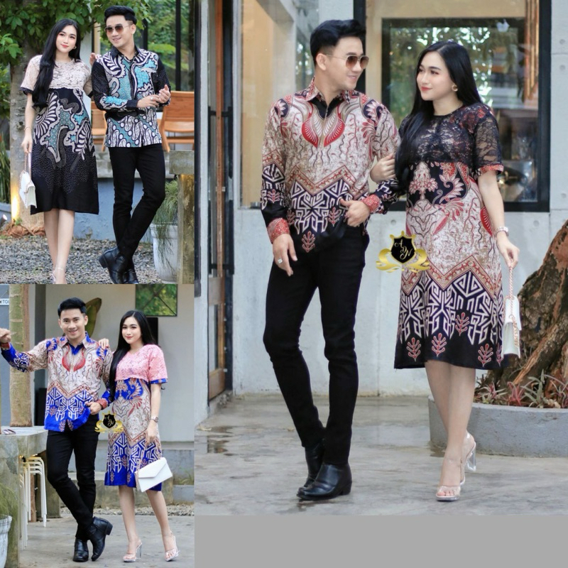 COUPLE NATAL DRESS BRUKAT DAN KEMEJA BATIK PRIA NEW KEKINIAN COUPLE NATAL SERAGAM NATAL COUPLE DRESS