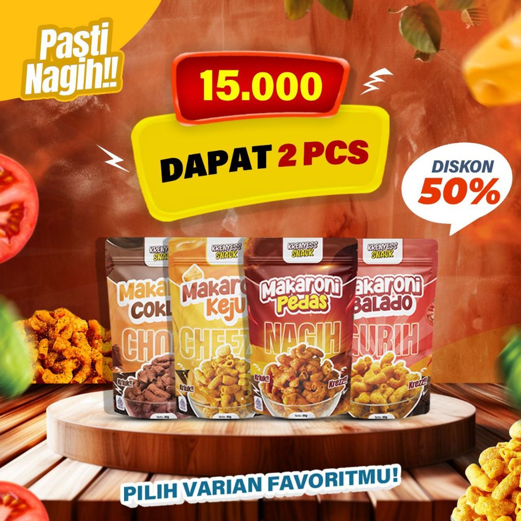 

[BUY 1 GET 1 FREE] Makaroni Renyah Pedas Manis Gurih Makaroni Krenyess Snack