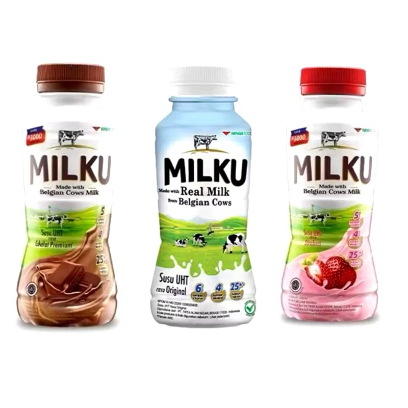 

Milku Susu UHT Rasa coklat vanilla dan strawberry