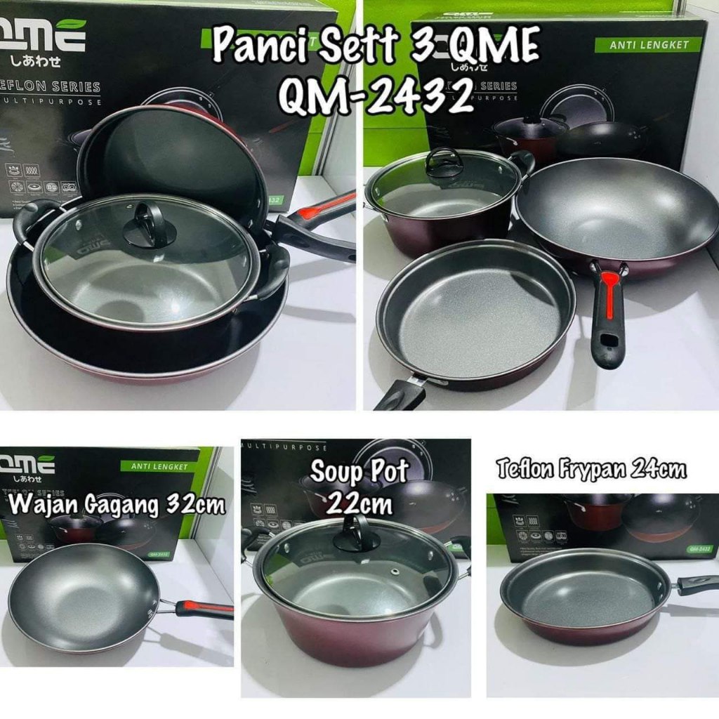 Panci set 3 in 1 ,Teflon QME anti lengket