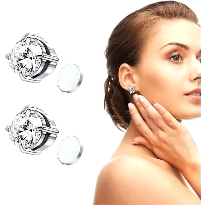 Anting Jepit Magnet Telinga Pria Wanita Tanpa Tindik Model Kristal Terlaris