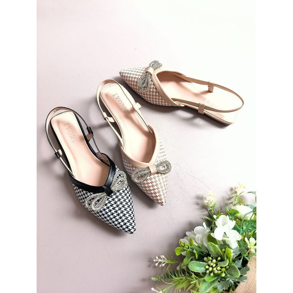 IVORY Sepatu Flat Wanita Tali Belakang Fashion TL93