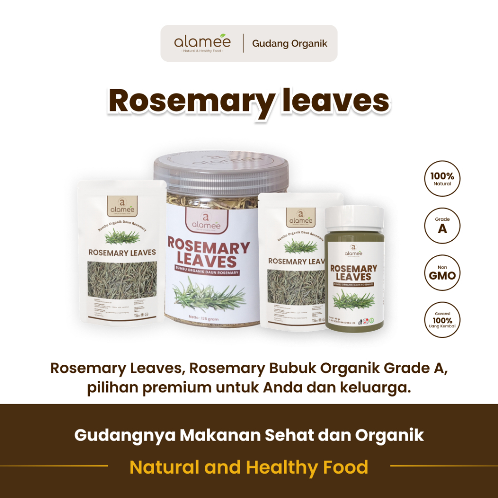 

alamee bumbu organik rosemary tanpa bahan tambahan adalah rempah segar dengan bumbu khas mediterania