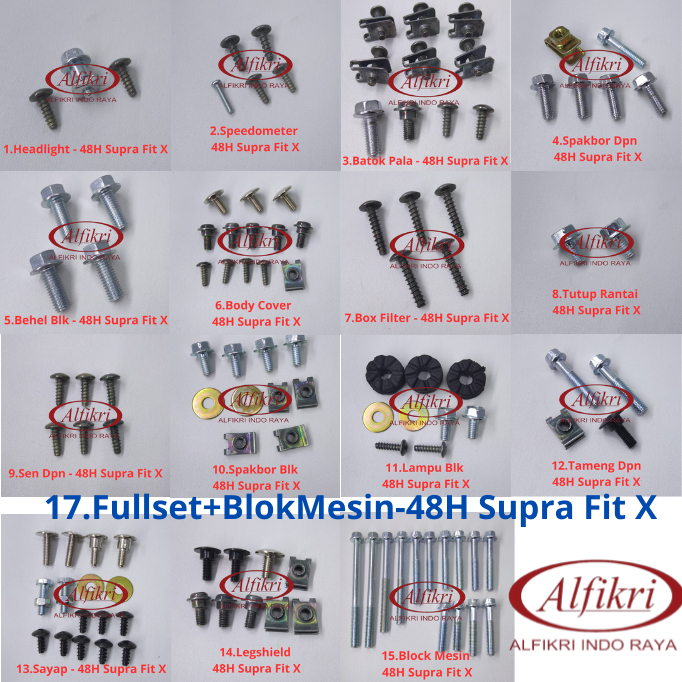 48 Supra Fit X Full Body / Baut Honda Supra Fit X Full Set -48H