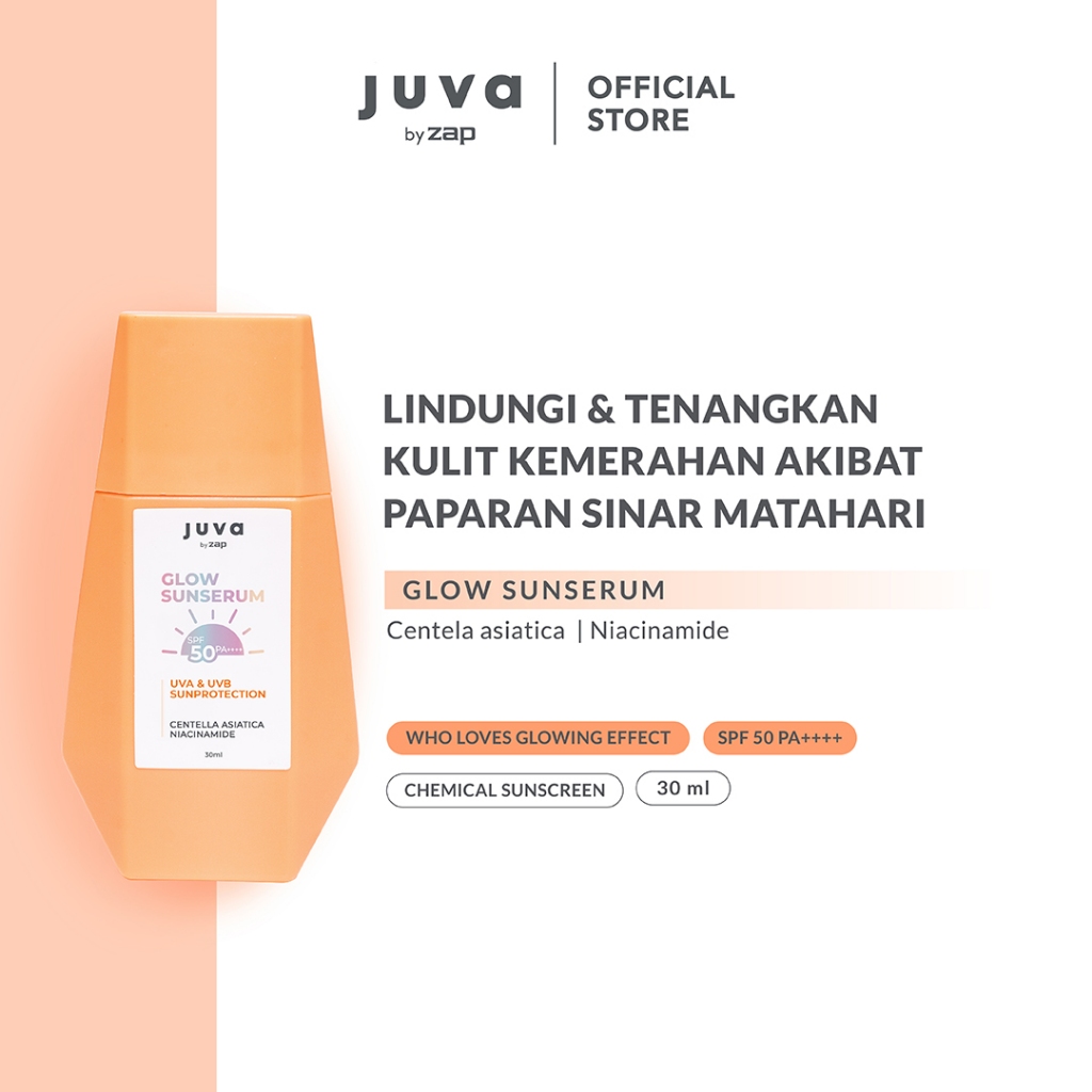 Juva by zap Glow SunSerum SPF 50 PA++++ 30 gr - Sunscreen tanpa whitecast glow finish