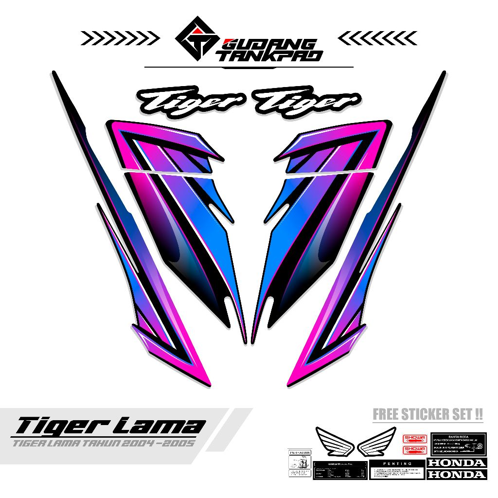 STIKER STRIPING POLET TIGER LAMA MTF 10 / STRIPING SET TIGER / LIS LES TIGER LAMA / HONDA TIGER LAMA