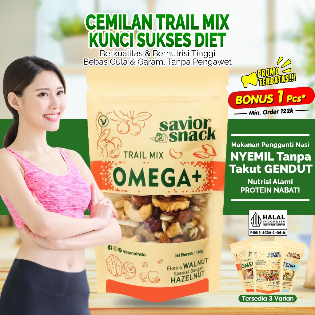 

Cemilan Rendah Kalori Makanan Sehat untuk Diet | Trail Mix Nut And Fruit | Savior Snack | Omega+