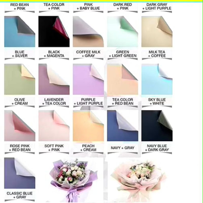 

1pack isi 20lembar/flower wrapping bi colour cellophane/waterproof kertas bunga buket