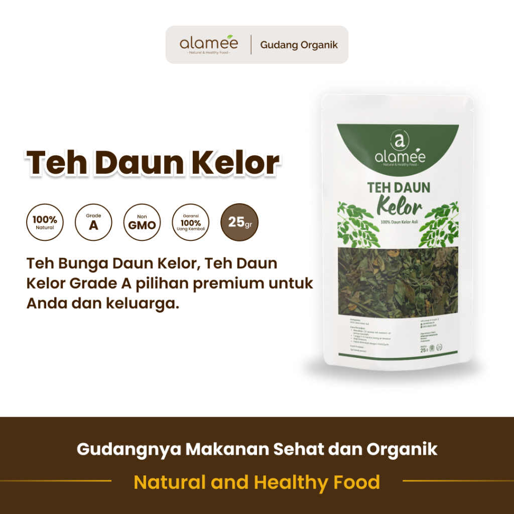 

alamee teh bunga daun kelor 25 gram menawarkan kaya vitamin dan herbal tradisional yang menyenangkan