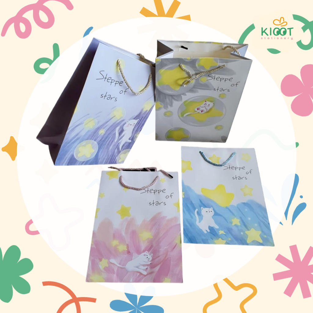 

Kioot - Paper Bag Lucu Aesthetic 1 Lusin 12 Pcs / Hand Bag Vertikal Tinggi / Tas Kado Kertas Lucu / Tas Kertas Tali 409
