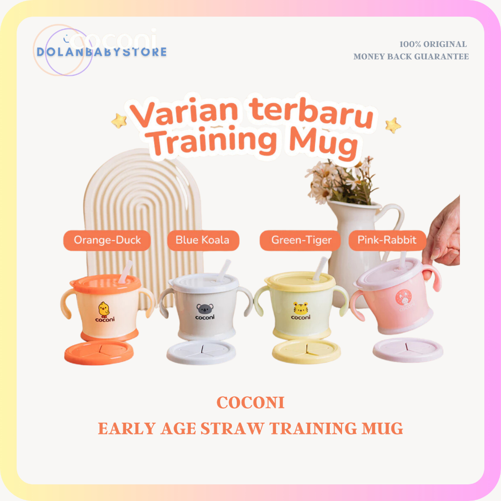 COCONI | Early-age Straw Training Mug | Gelas Sedotan Bayi dan Anak | Gelas Training Minum Bayi dan 