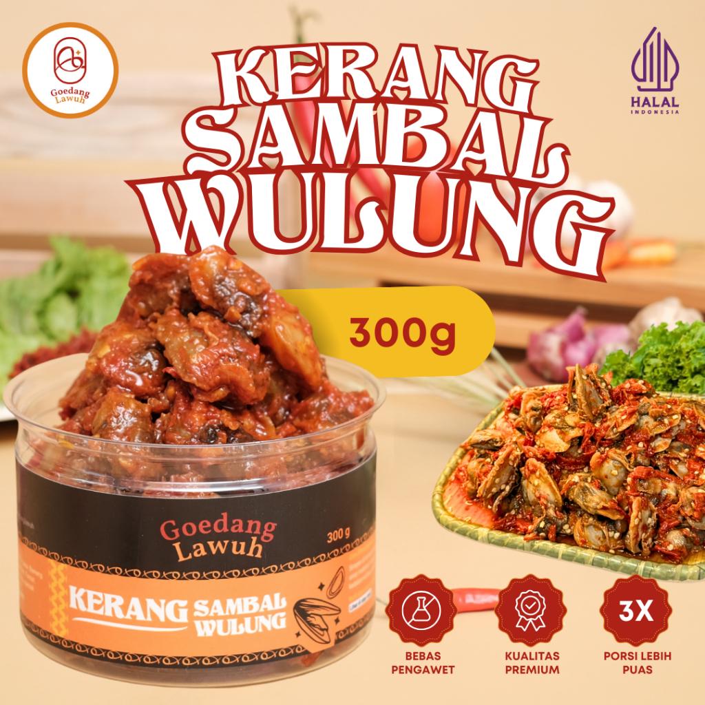 

Kerang Sambal Wulung 300g, Lauk Instan Siap Saji , Goedang Lawuh