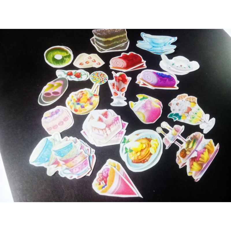 

20 pcs stiker makanan minuman. stiker glossy. stiker deco journal